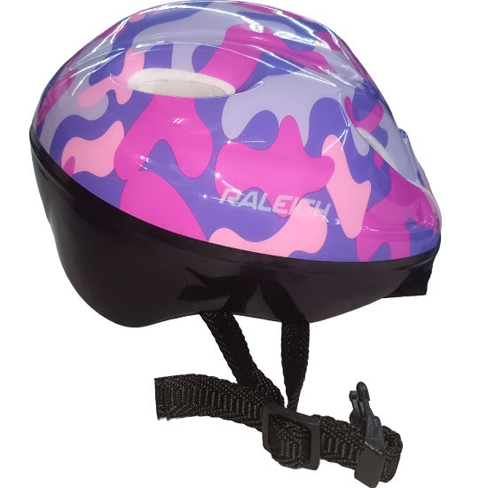 Helmet kids camo purple raleigh