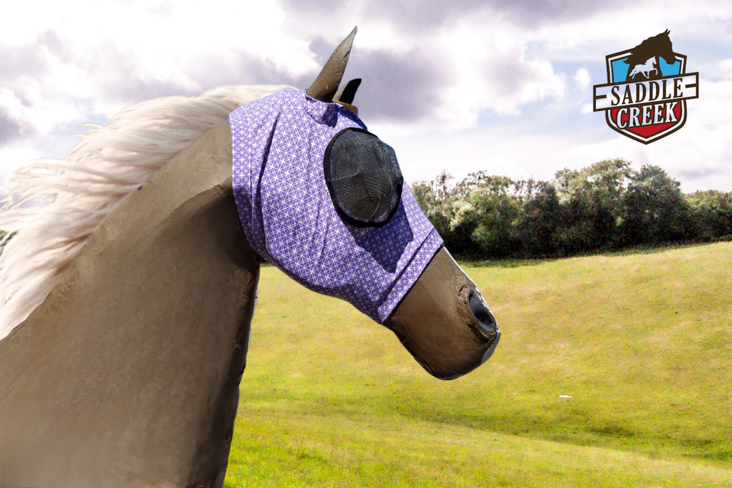 RidePro Fly mask without ear cover in a multi color Lycra fabric