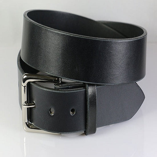 Belt 40mm double leather black plain