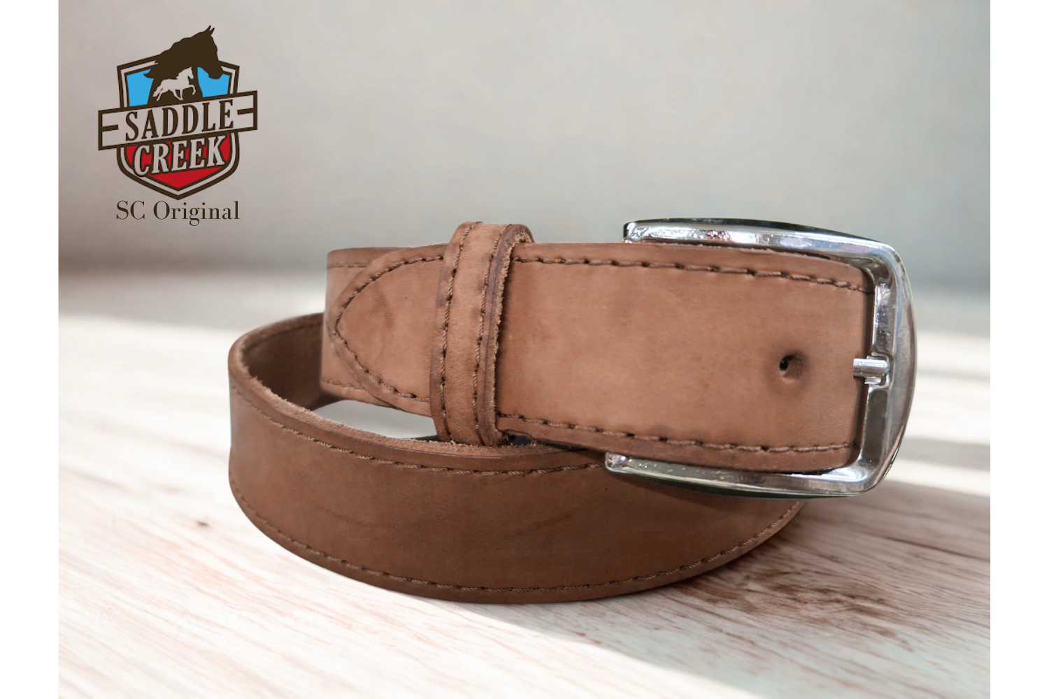 Belt 40mm Tan With Solid Brass Buckle. Western