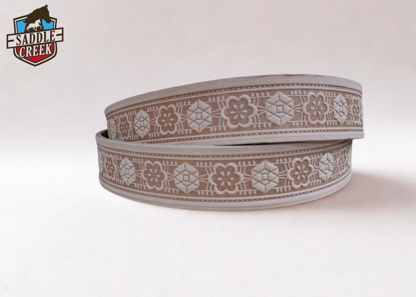 Belt strip flower and pentagon  embossed 40mm or 1.5 inch