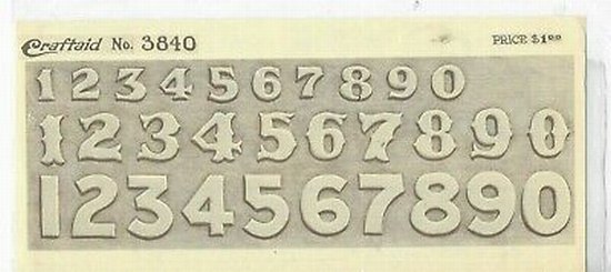 Craftaid pattern no 3840 numbers