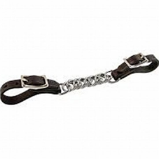 Curb chain with leather straps