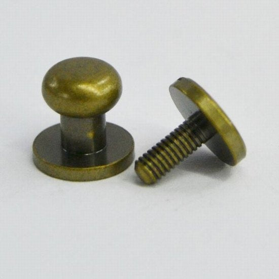 Knob  button screw antique brass large 7mm each
