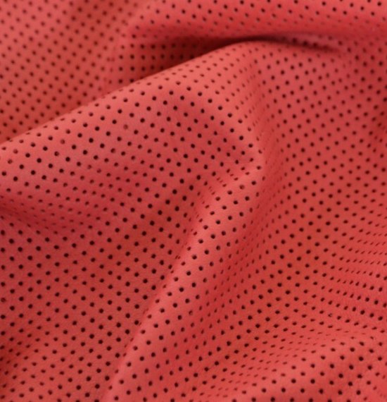 Leather auto hides perforated red per skin
