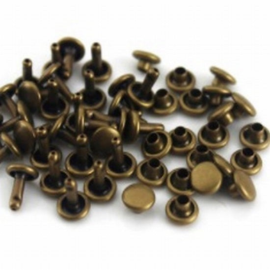 Rivet m and f 9mm ant brass 9mm cap 9mm stem per 100