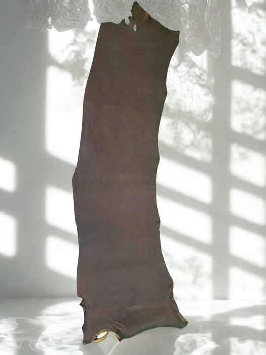 Leather veg tan shoulder through dyed pecan colour 3.2 to 3.5mm