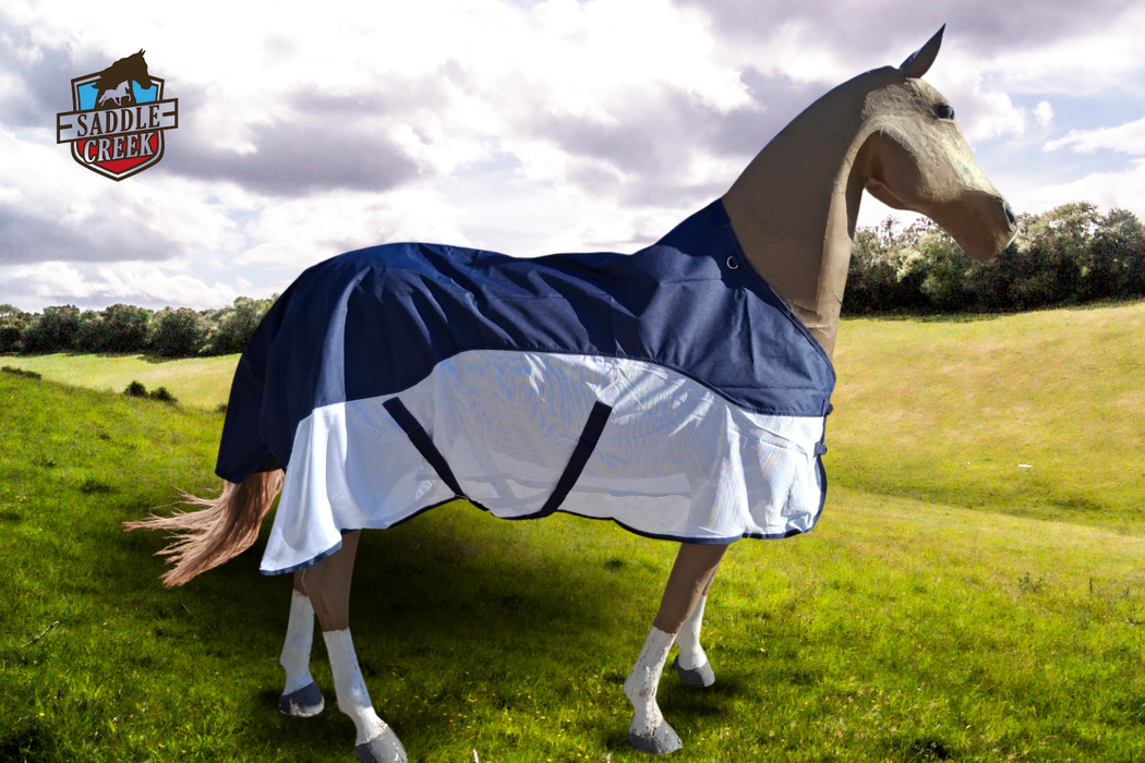 Rain and fly  protection blanket combo navy and white