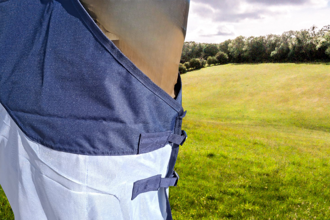 Rain and fly  protection blanket combo navy and white