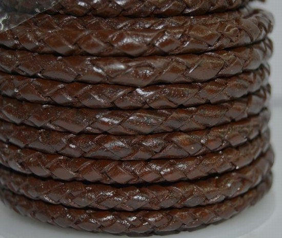 Thonging leather braided brown 4.0|5.0mm per meter