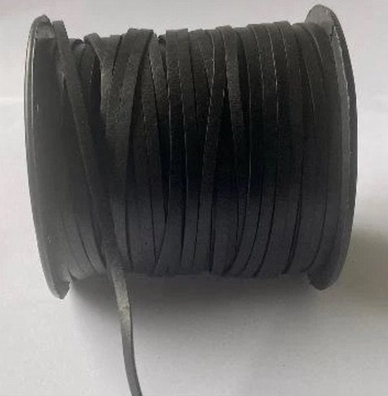 Thonging leather flat/s 3.0mm black per 100 meters