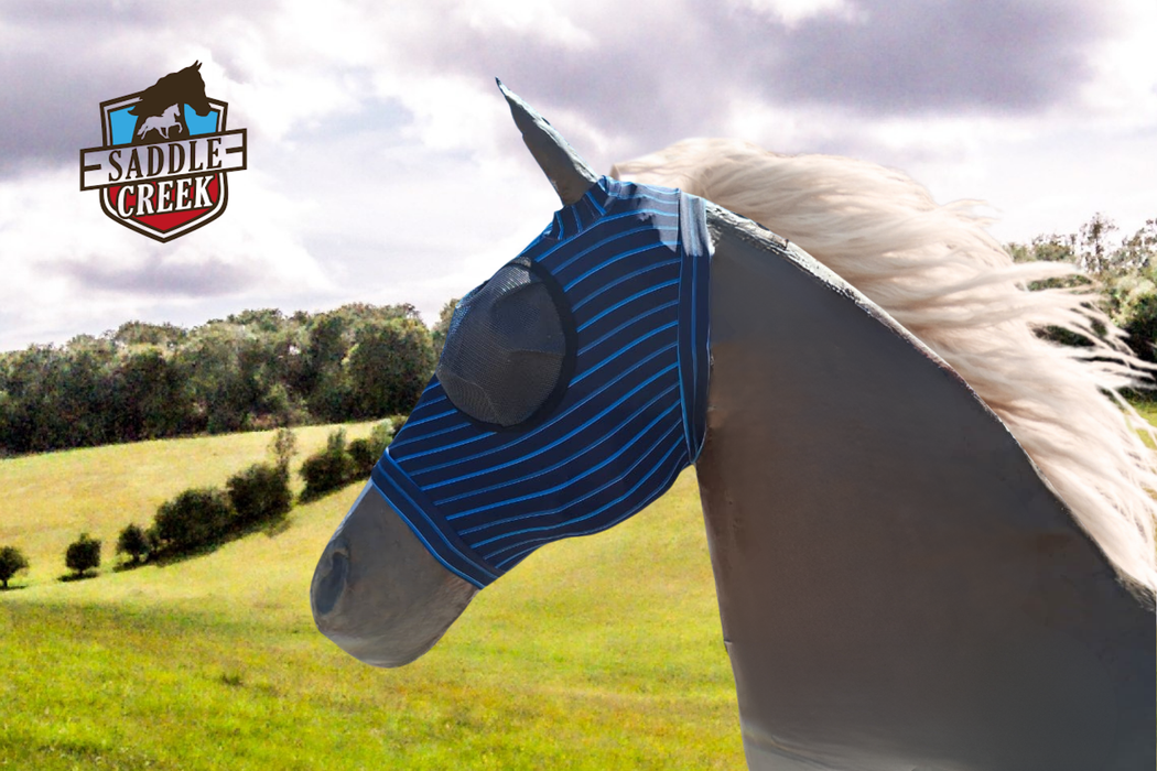 RidePro Fly mask without ear cover in a multi color Lycra fabric