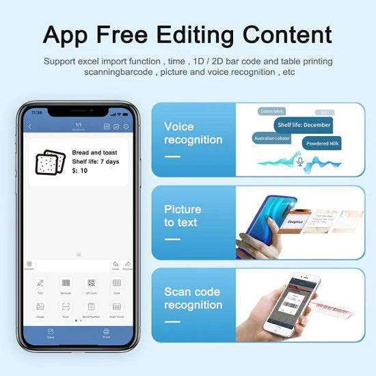 Niimbot - b21 - portable thermal label bluetooth printer including free label (50x30mm - white)