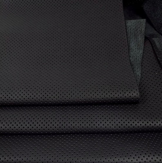 Leather perforated black per piece