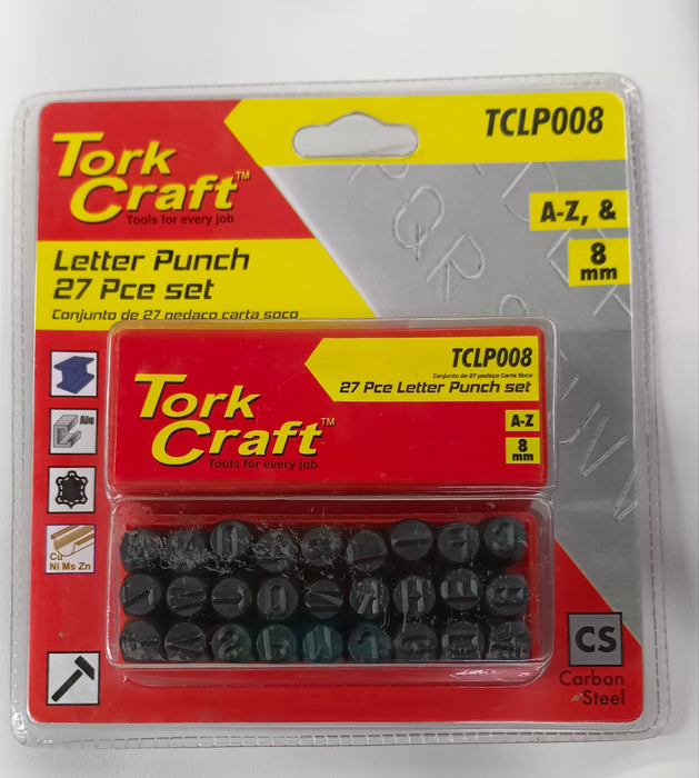 Letter punch set 8mm a to z
