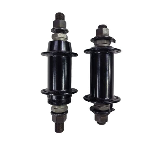 Rear and Front Hub with Bearings Set Black and Orange