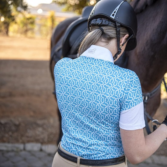 Equileisure Jane Turquoise|White Short Sleeve Show Shirt