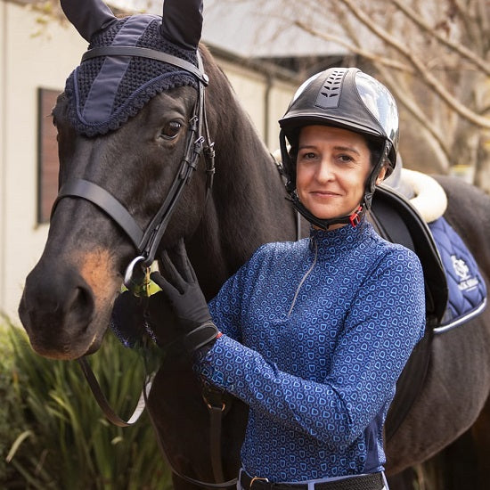 Equileisure Lisa Navy|Blue Long Sleeve Show Shirt