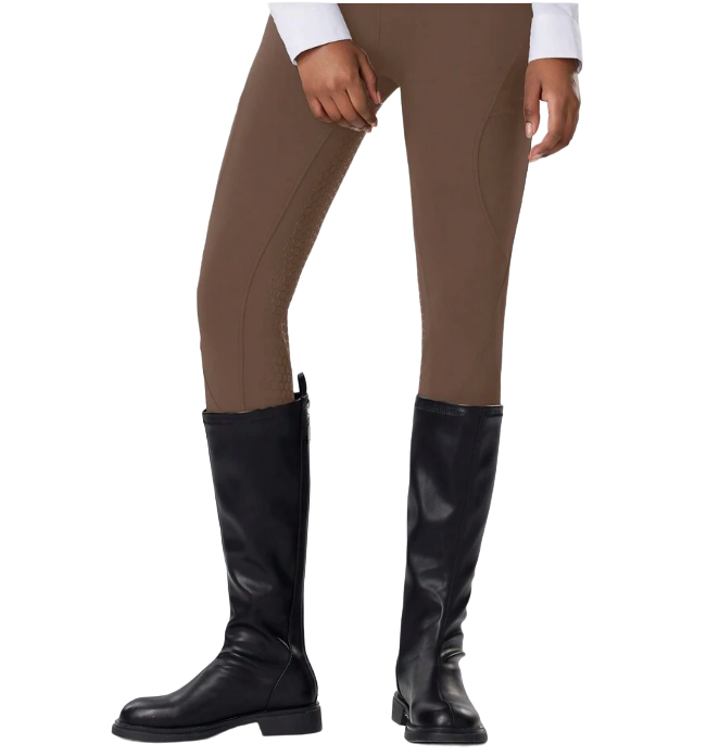 EquiChic Brown Ladies Horse Riding Pants Full Seat Silicone Grippy Stretchable Equestrian Tight Pants