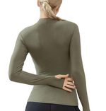 EquiChic Green Long Sleeve Sports Polo Shirt Half Placket Thumbhole