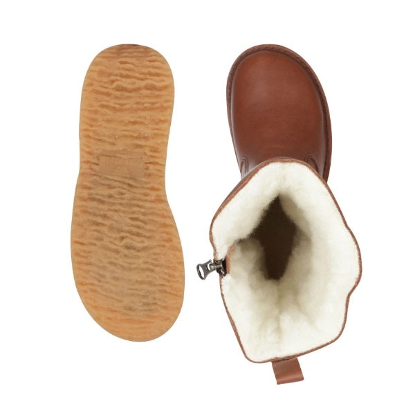 Boot Eskimo 100% wool lined Brown leather