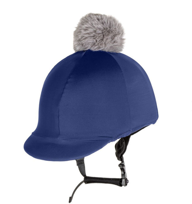 Equistyle Lycra Helmet Cover with faux Fur Pom