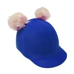 Equistyle Lycra Helmet Cover with Double faux Fur Poms