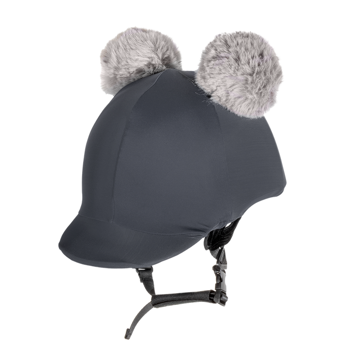 Equistyle Lycra Helmet Cover with Double faux Fur Poms