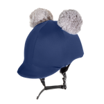 Equistyle Lycra Helmet Cover with Double faux Fur Poms