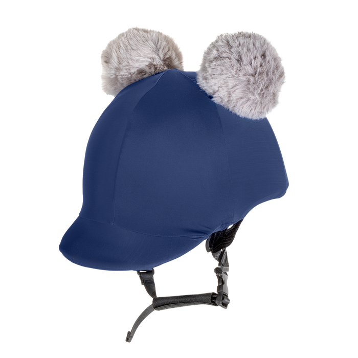 Equistyle Lycra Helmet Cover with Double faux Fur Poms
