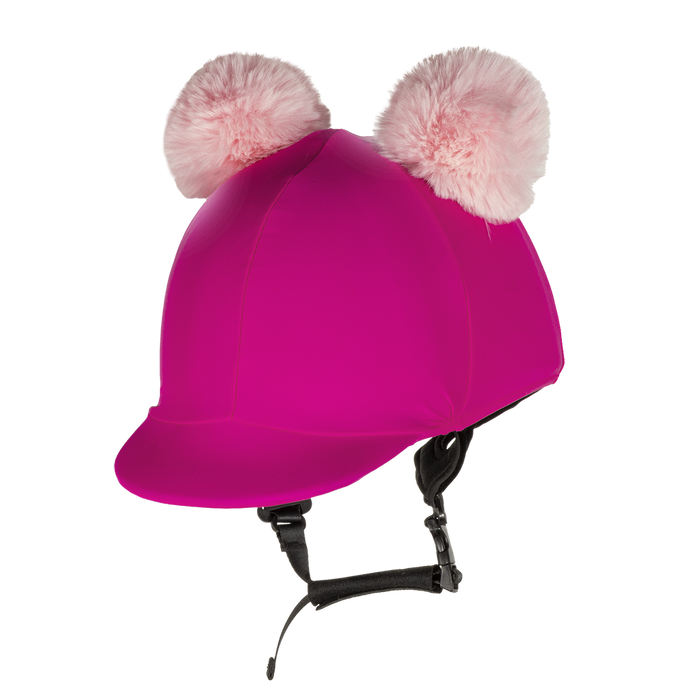 Equistyle Lycra Helmet Cover with Double faux Fur Poms