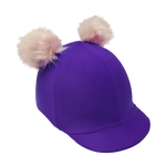 Equistyle Lycra Helmet Cover with Double faux Fur Poms