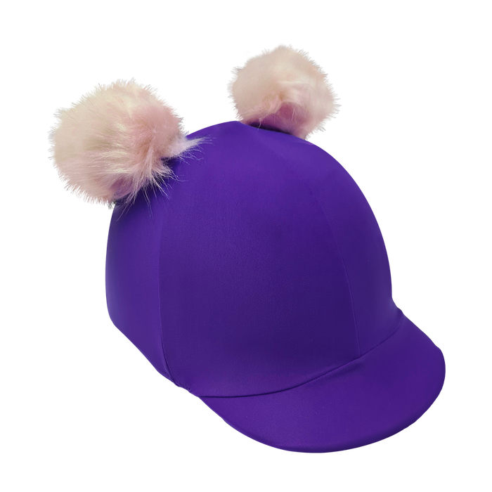 Equistyle Lycra Helmet Cover with Double faux Fur Poms