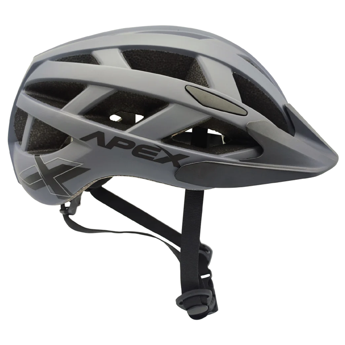 Apex Atom Helmet Adult Matte Grey LED Safety Light