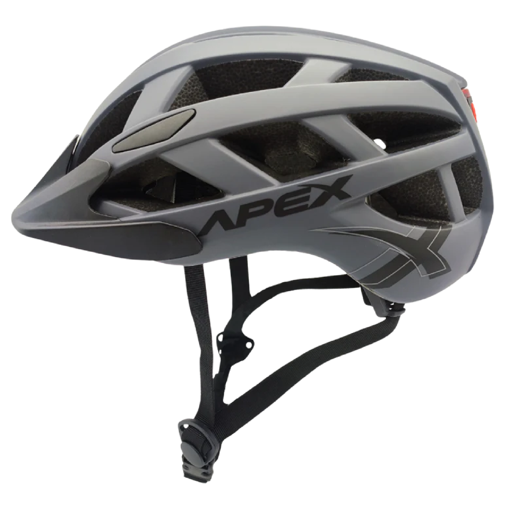 Apex Atom Helmet Adult Matte Grey LED Safety Light