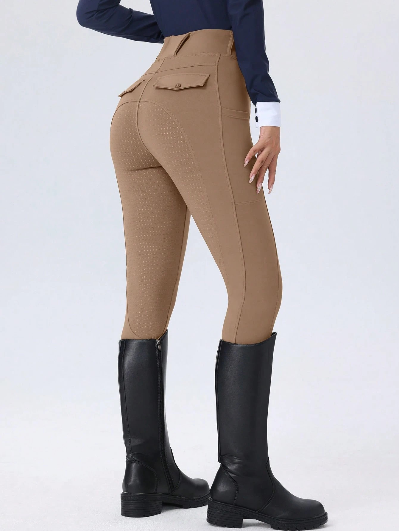 EquiChic Equestrian Riding Pants,Brown Full Silicone Grip Non-Slip Durable Jodhpurs
