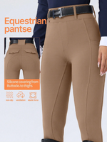 EquiChic Equestrian Riding Pants,Brown Full Silicone Grip Non-Slip Durable Jodhpurs