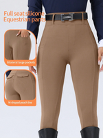 EquiChic Equestrian Riding Pants,Brown Full Silicone Grip Non-Slip Durable Jodhpurs