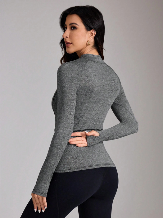 EquiChic Women Casual Front Zipper Long Sleeve Sweatshirt