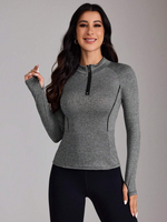 EquiChic Women Casual Front Zipper Long Sleeve Sweatshirt