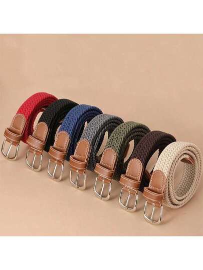 EquiChic Belt 0.91inch Woven Elastic Buckle-Free Unisex Waist Belt, Fashion Versatile Summer, School