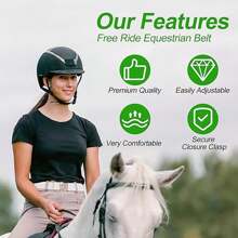 EquiChic Belt Adjustable Elastic Waist Belt with Chrome Metal Horse Bit Buckle 4cm wide 1m long