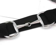 EquiChic Belt Adjustable Elastic Waist Belt with Chrome Metal Horse Bit Buckle 4cm wide 1m long