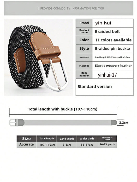 EquiChic Fashion Elastic Woven Belt, Width 3.3cm, Length 105-107cm, For Men And Women