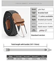 EquiChic Fashion Elastic Woven Belt, Width 3.3cm, Length 105-107cm, For Men And Women