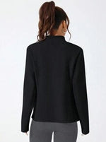 EquiChic Jacket Sports Casual Comfortable Solid Color Stand Collar Black