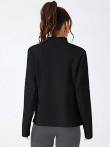 EquiChic Jacket Sports Casual Comfortable Solid Color Stand Collar Black