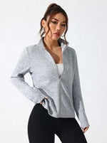 EquiChic Sport Studio Sport Jacket Casual Comfortable Solid Color Stand Collar Light Grey
