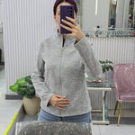 EquiChic Sport Studio Sport Jacket Casual Comfortable Solid Color Stand Collar Light Grey