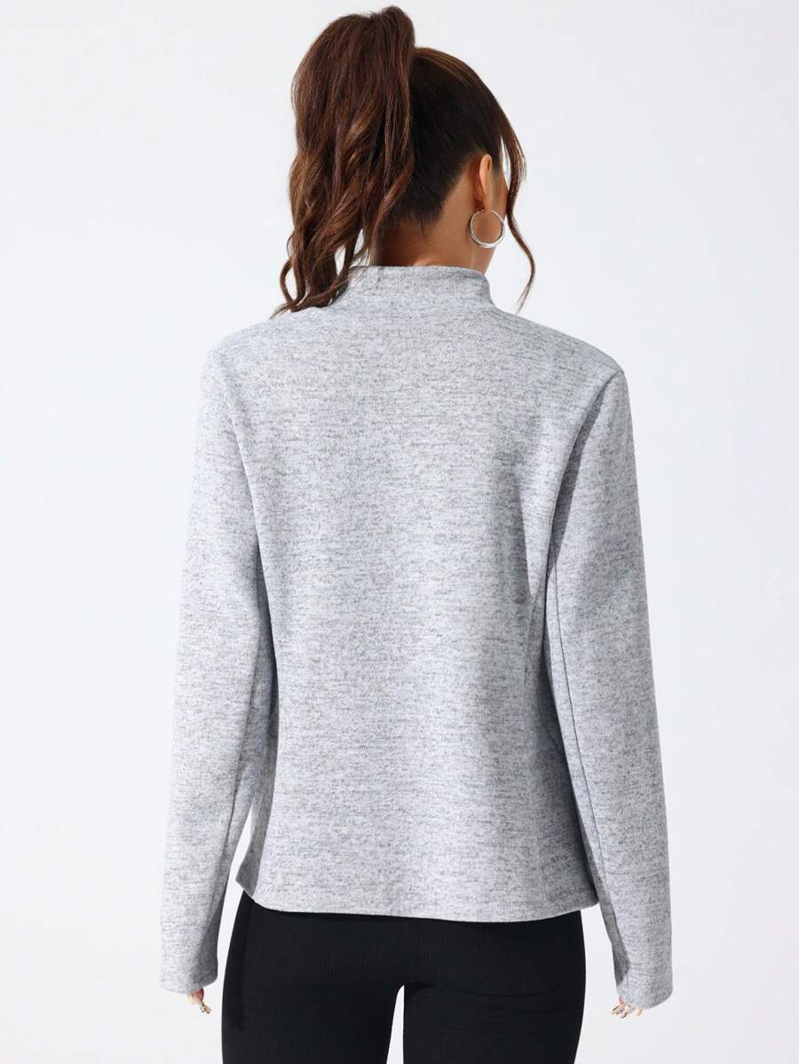 EquiChic Sport Studio Sport Jacket Casual Comfortable Solid Color Stand Collar Light Grey